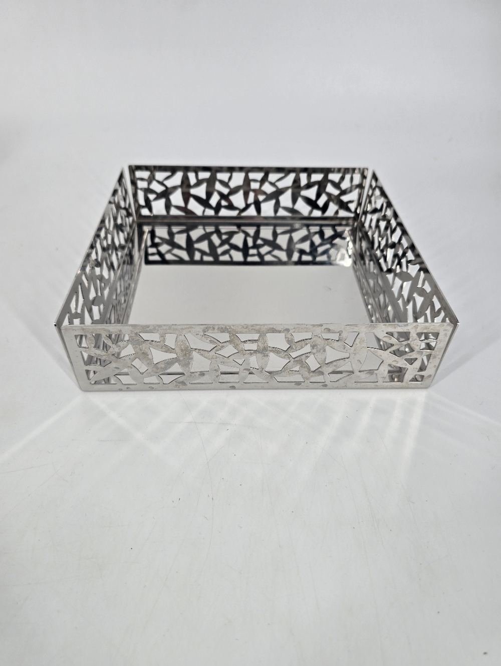 Alessi Cactus Flat Paper Napkin Holder Square Stainless Steel LPWK